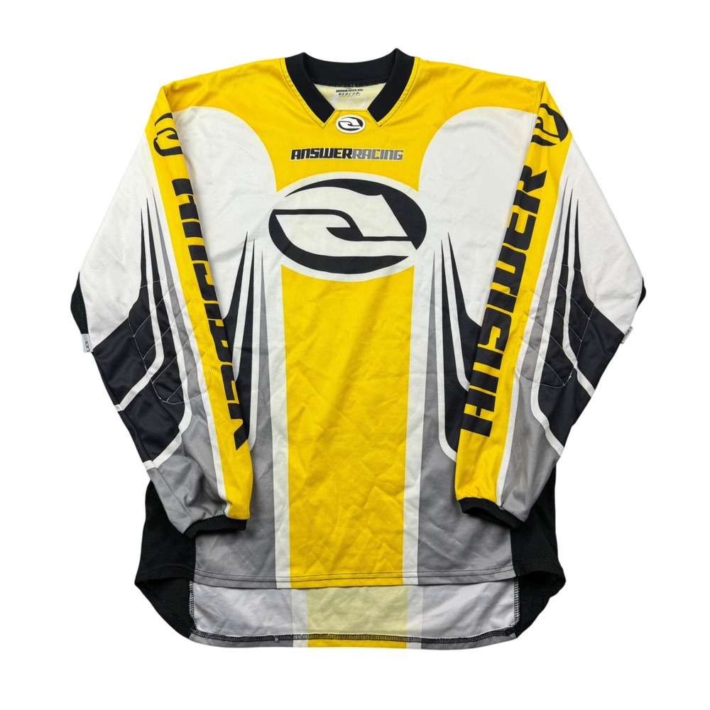 Answer Racing Mens Medium Motocross Jersey Yellow White Black Dirt Bike Moto